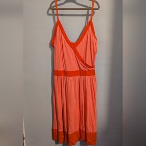 🌙 Sheer Boast Coral Red Faux Wrap Midi Strappy Dress